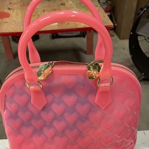 Betsy Johnson Pink Hearts Jelly Bag